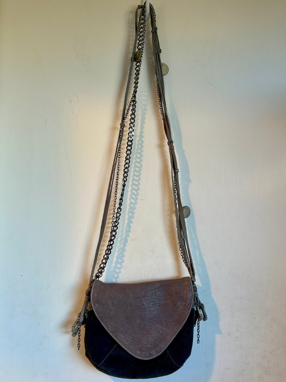 Tylie Malibu - Black and Tan Suede/Leather Cross Body Bag